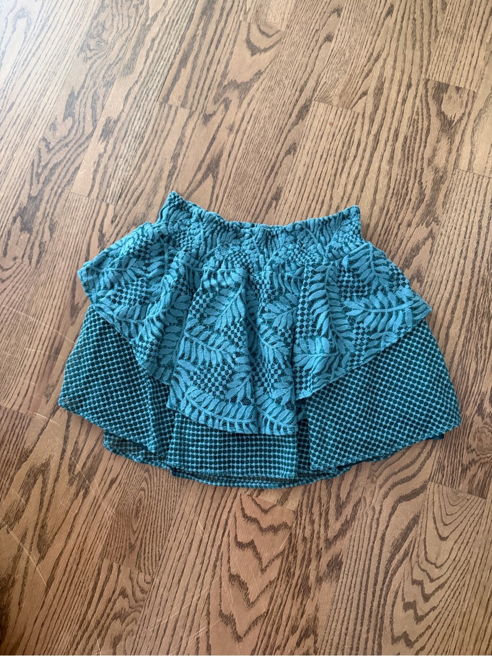 Red Carter Teal Layered Lace Mini Skirt